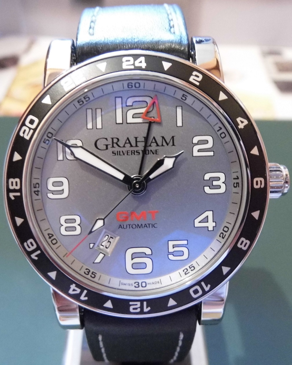 Graham Silverstone GMT, Silver Dial, Leather Strap