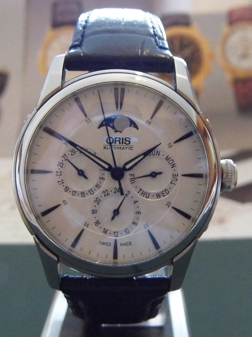 Oris Artelier Moonphase, Silver Dial, Leather Strap