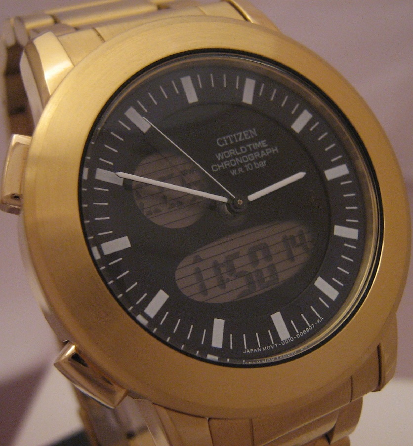 Citizen Alterna Worldtime, Black Dial, Gold IP Bracelet
