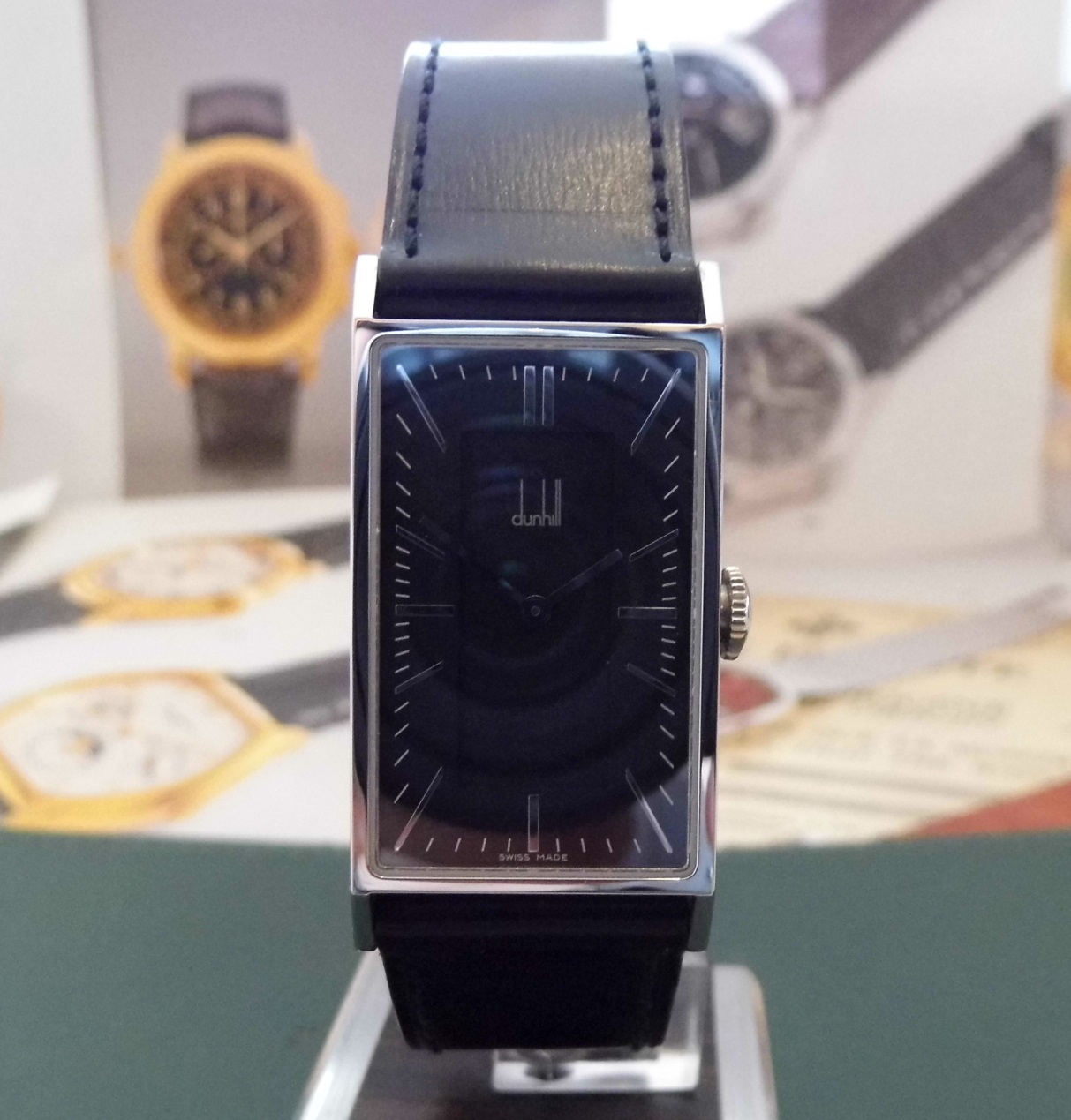 Dunhill Wafer Quartz, Black Dial, Leather Strap