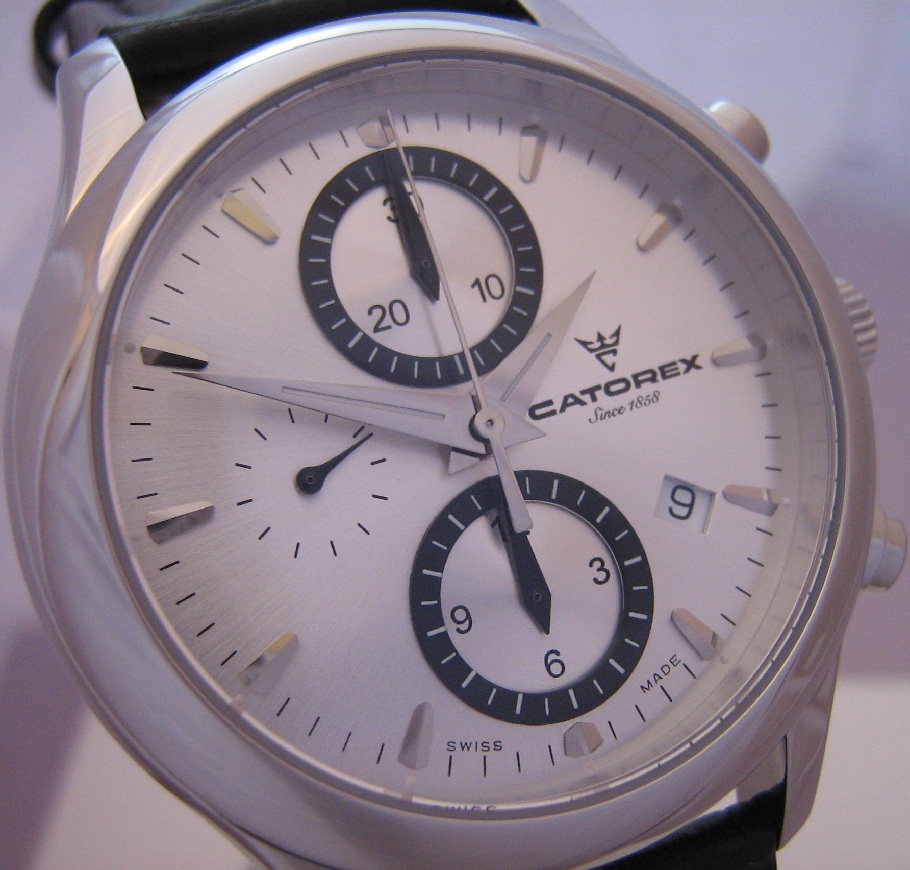 Catorex C ChronoTradition, Silver Dial With Black Leather Strap