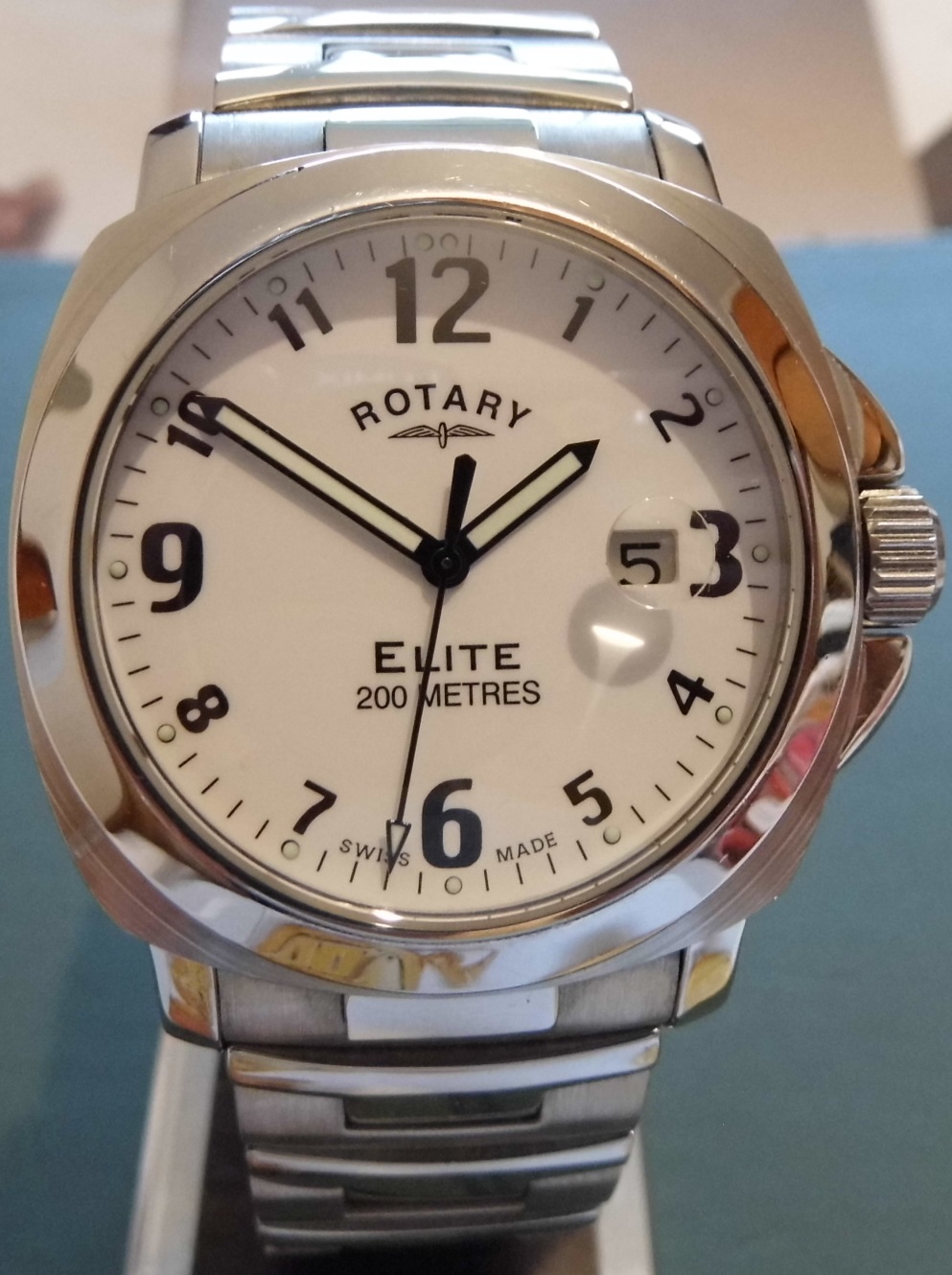 Rotary Elite 200M, White Dial, Steel Bracelet