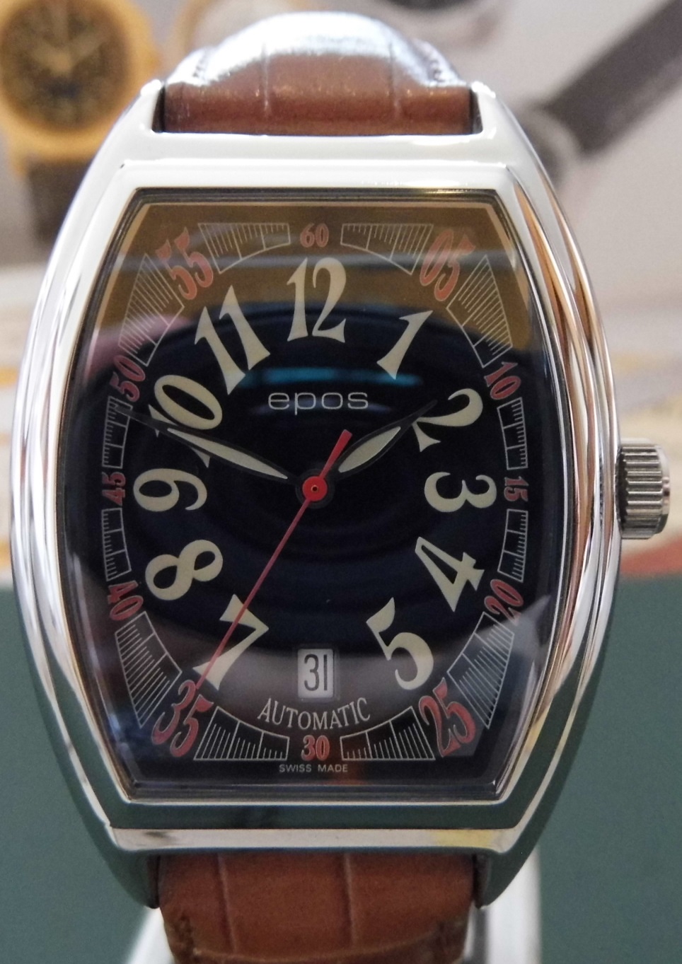 Epos Elegance Automatic, Black Dial, Leather Strap