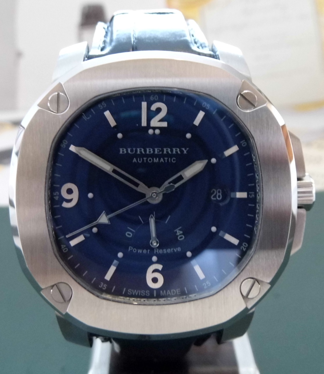 Burberry The Britain Power Reserve, Blue Dial, Leather Strap