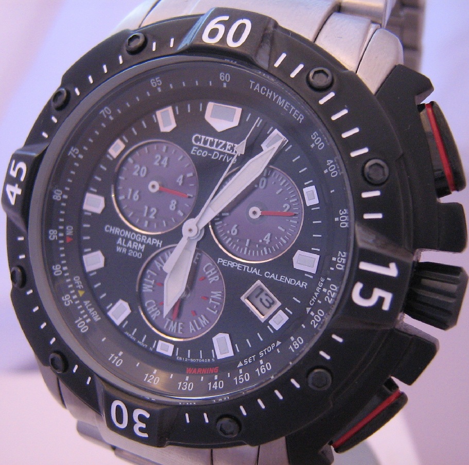 Citizen Eco Drive Perpetual Calendar Chronograph, Black Dial With Bracelet