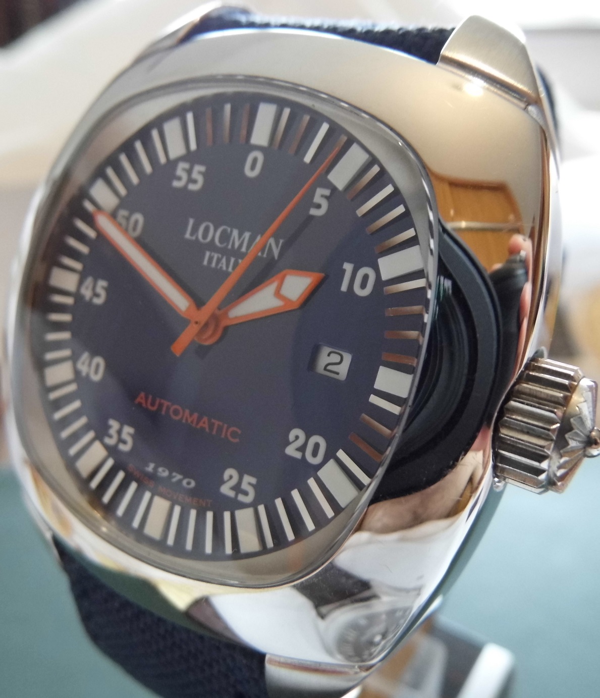 Locman 1970 Automatic Watch, Blue Dial With Leather / Fabric Strap