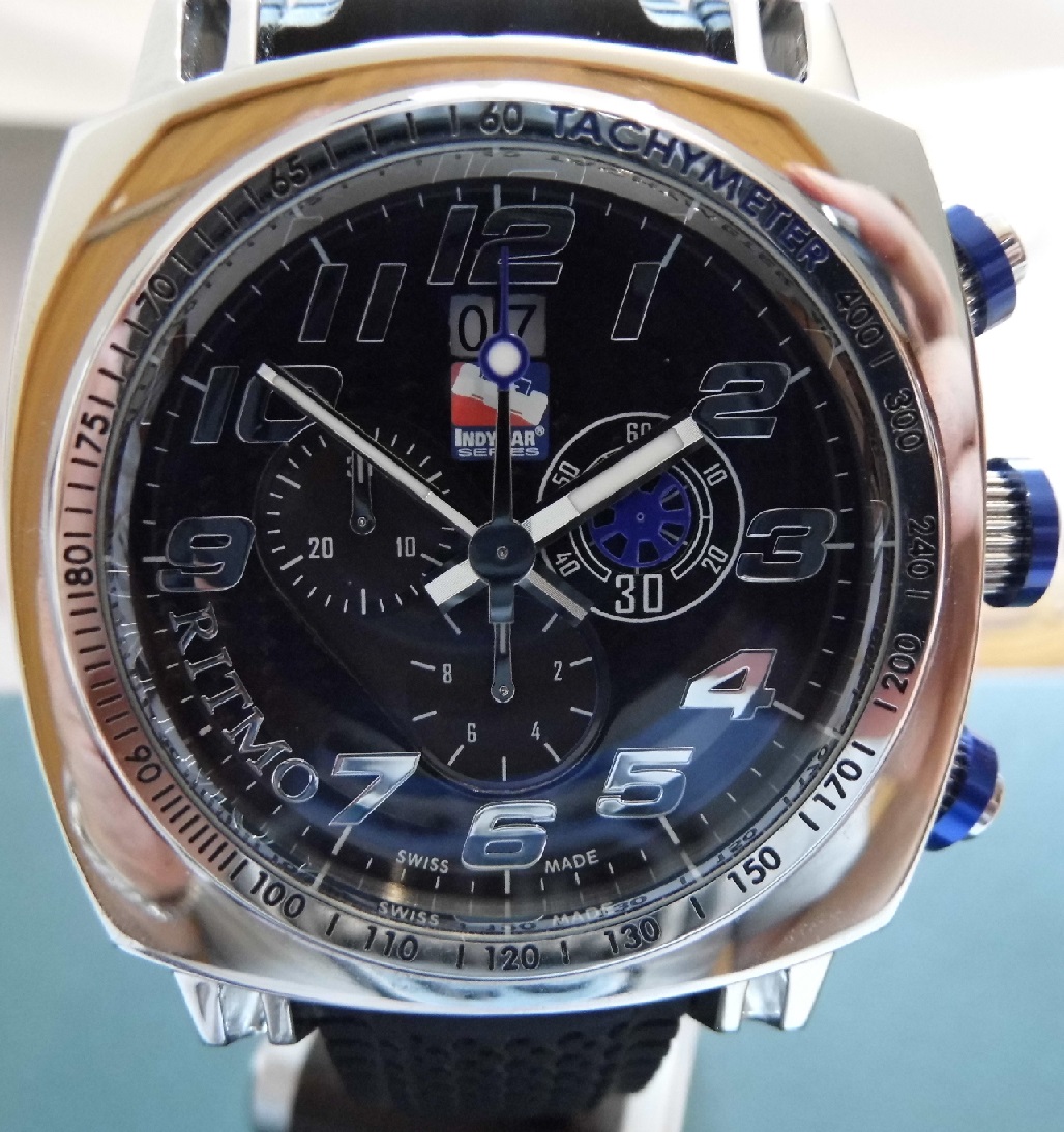 Ritmo Mvndo Indy Car Chronograph, Black Dial, Rubber Strap