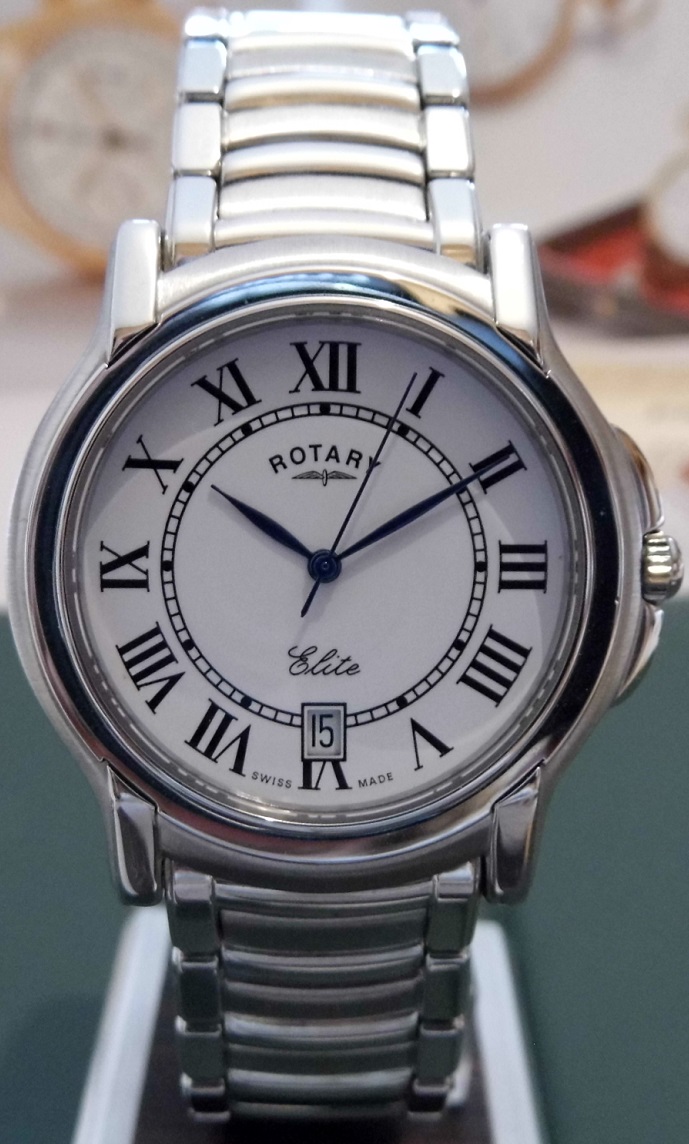 Rotary Elite Quartz, White Dial, Bracelet