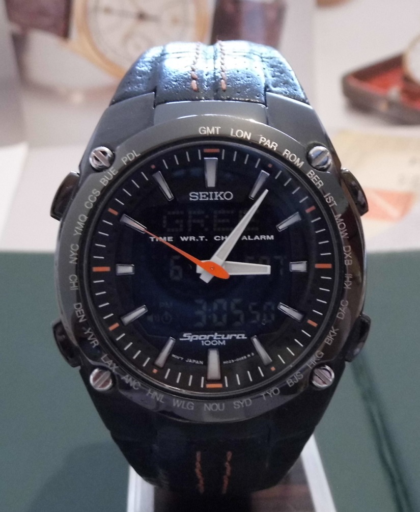 Seiko Sportura Duo Display, Black Dial, Strap