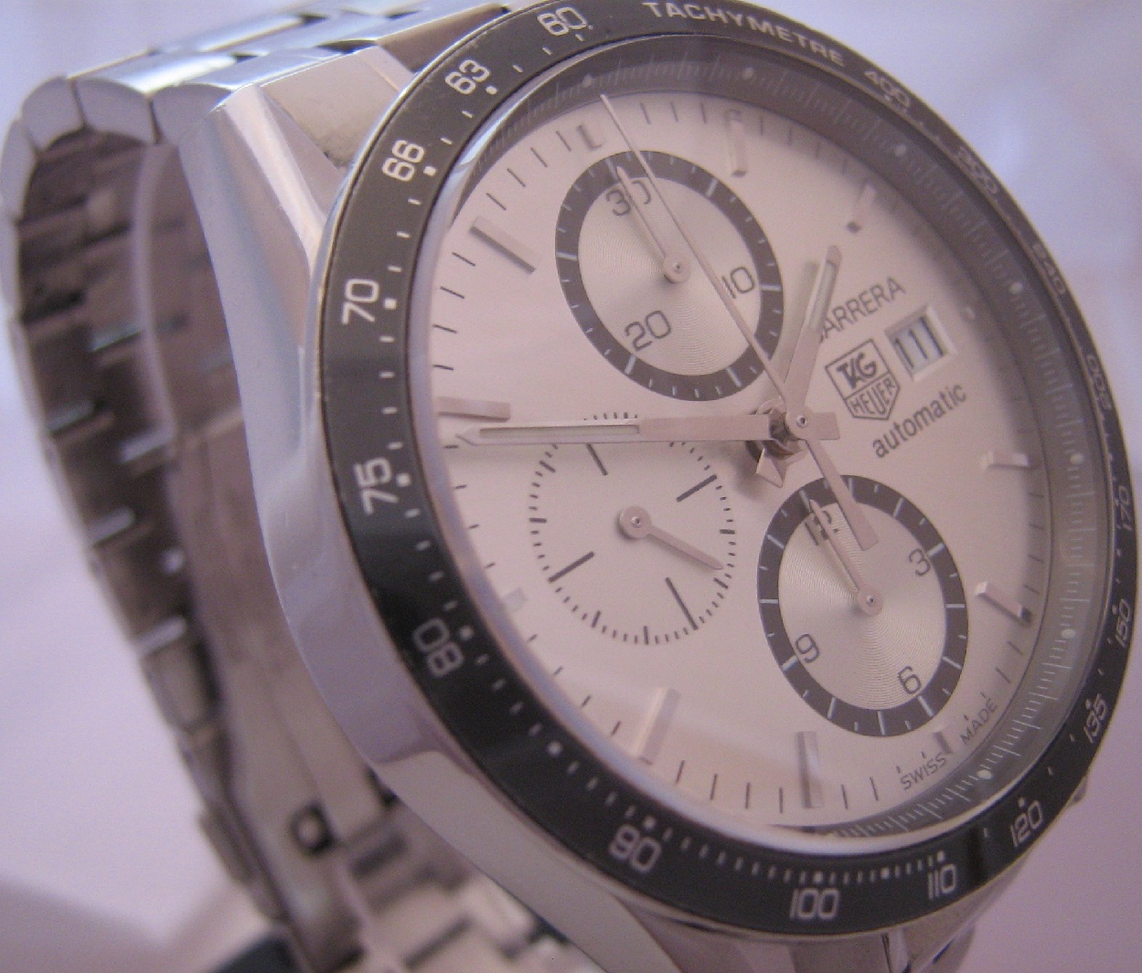 Tag Heuer Carrera Chronograph, Silver Dial With Stainless Steel Bracelet