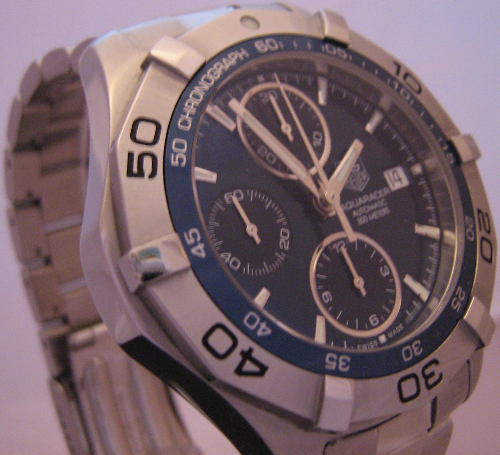 Tag Heuer Aquaracer Chronograph, Blue Dial With Stainless Steel Bracelet