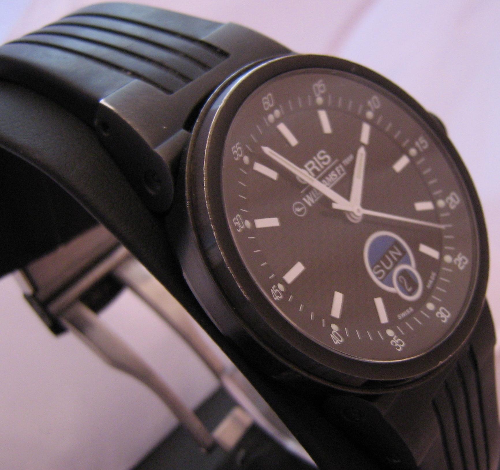 Oris Williams Team Day/Date Watch, Black Dial With Black Rubber Strap