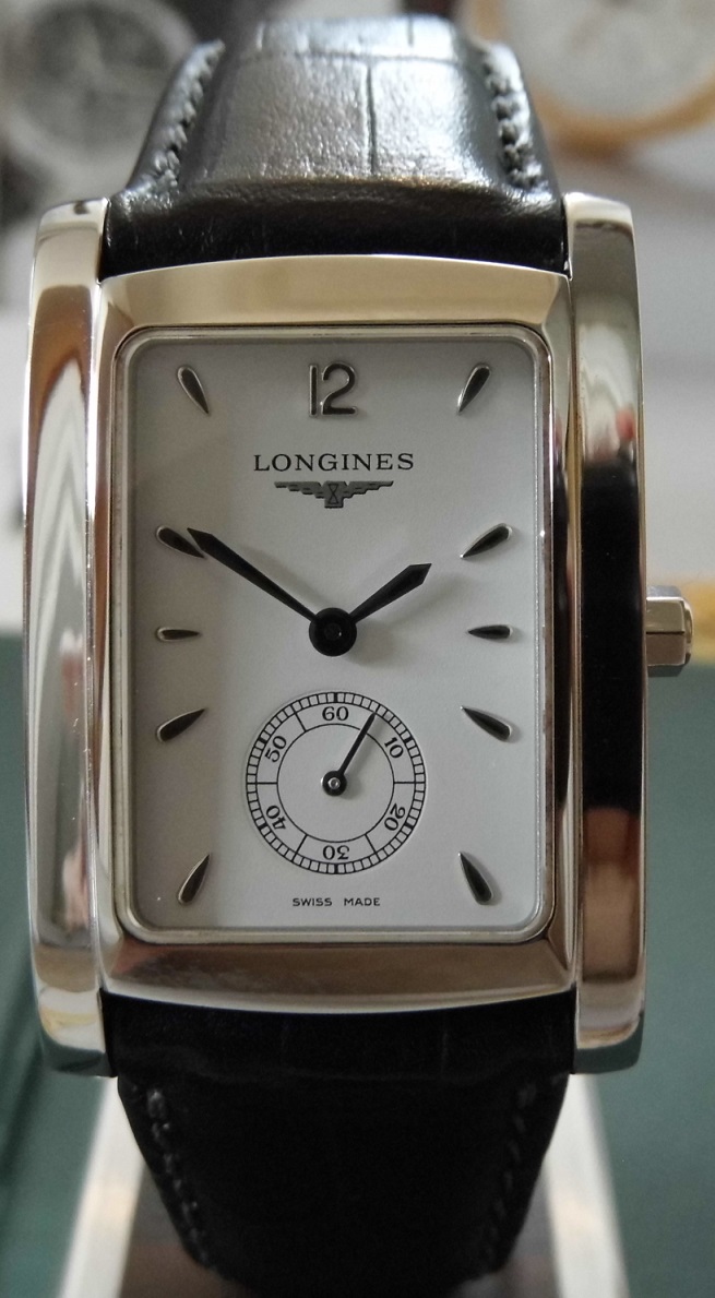 Longines Dolce Vita, White Dial, Black Leather Strap