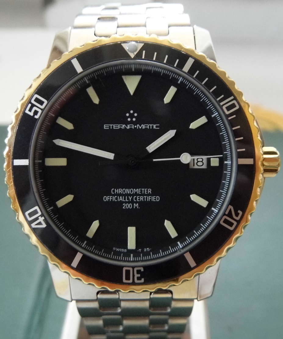 Eterna Kontiki Chronometer Diver, Black Dial, Bracelet