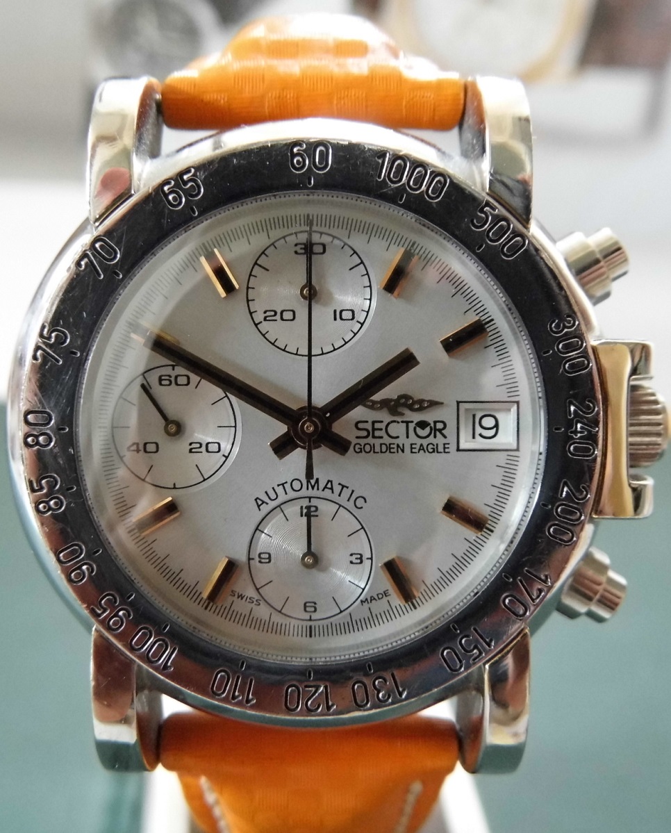 Sector Golden Eagle Chronograph, Silver Dial, Leather Strap.