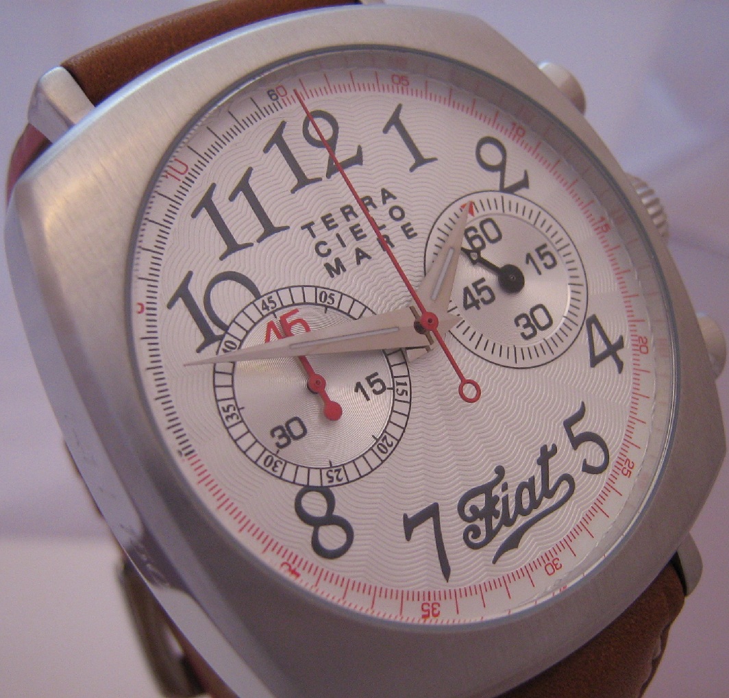 TCM Fiat Football Chronograph, White Dial With Leather Strap