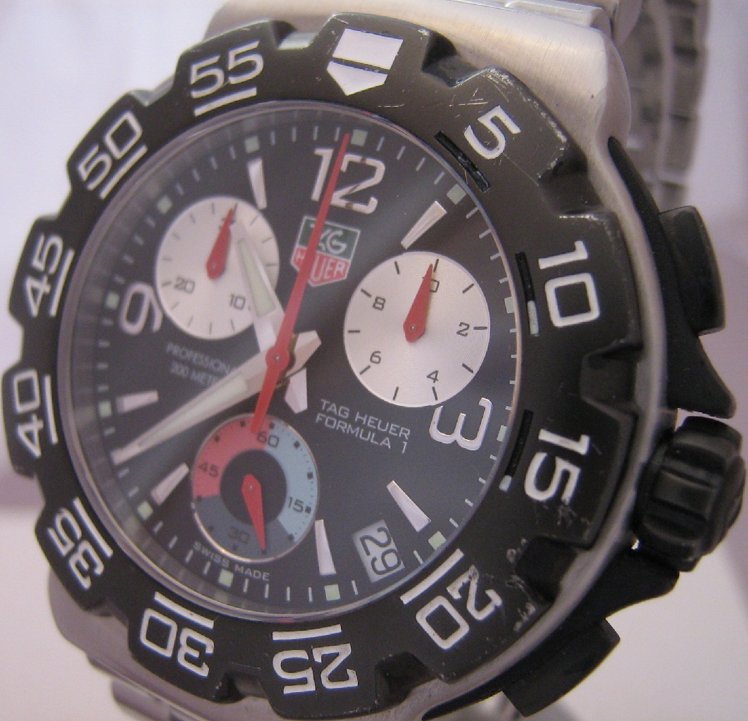 Tag Heuer F1 Chronograph, Black Dial With Steel Bracelet