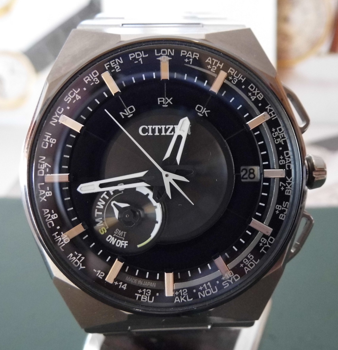Citizen F100 Satellite Wave, Black Dial, Titanium Bracelet