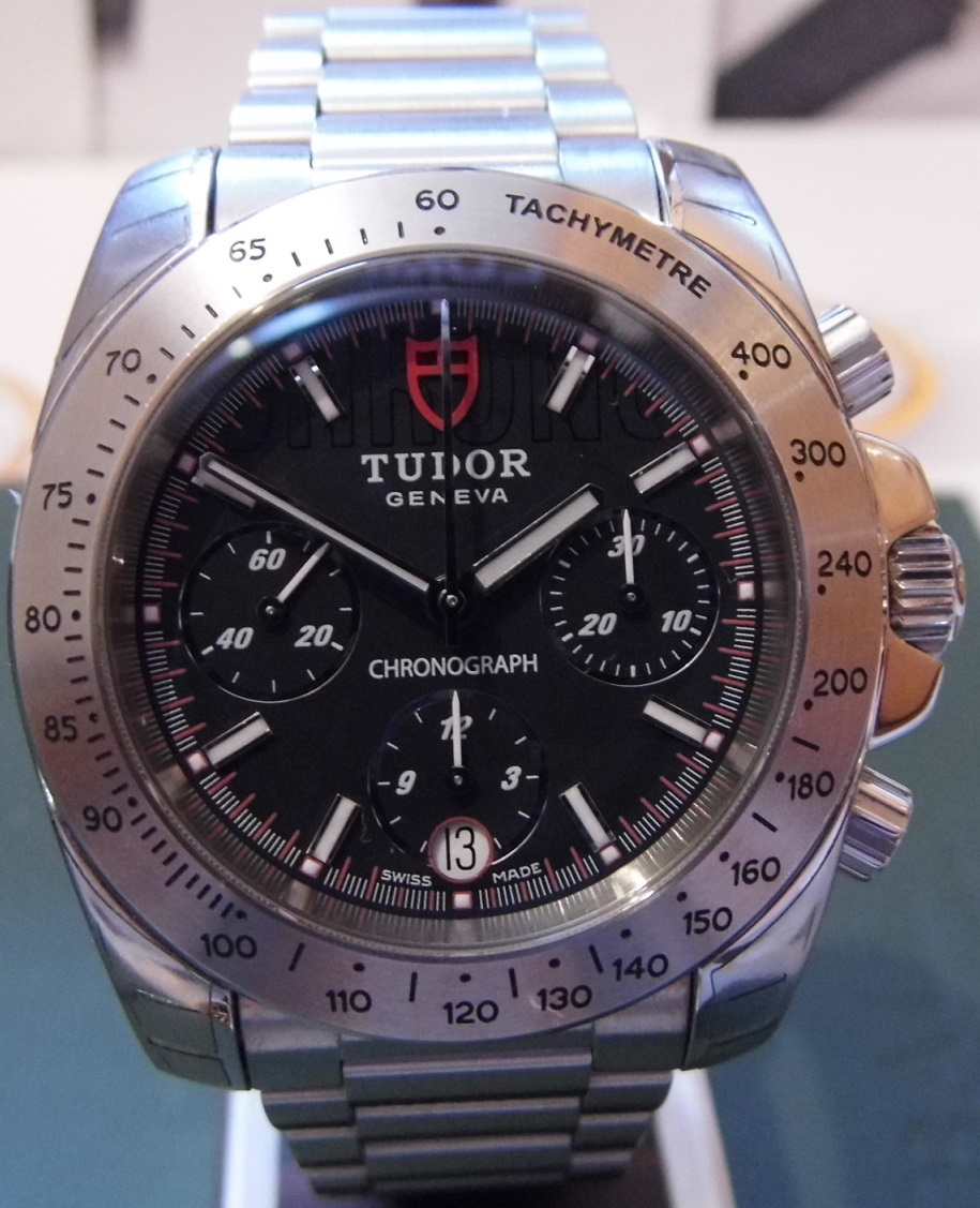 Tudor Sport Chronograph, Black Dial, Steel Bracelet