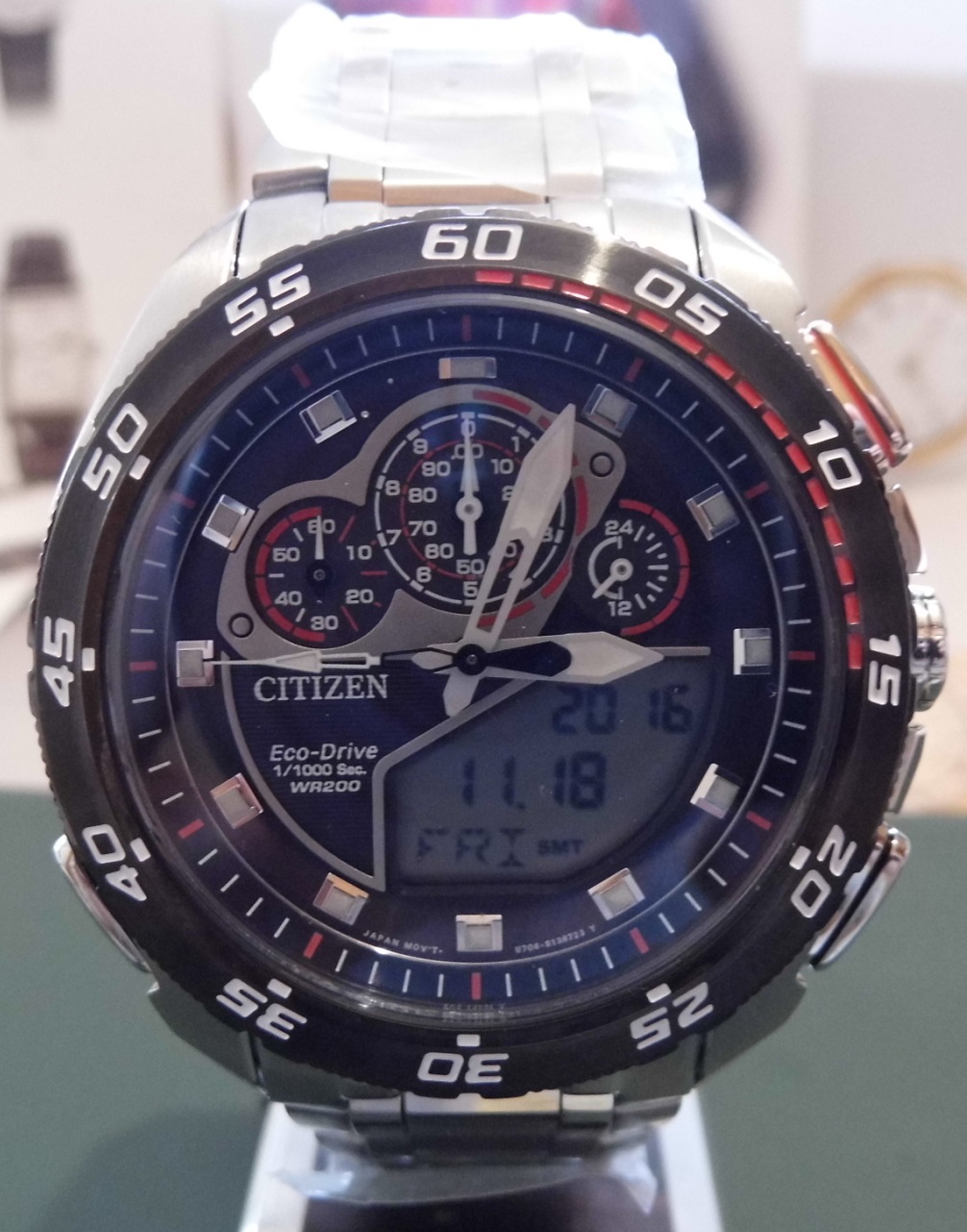 Citizen Promaster Eco Drive Super Sport, Black Dial, Bracelet