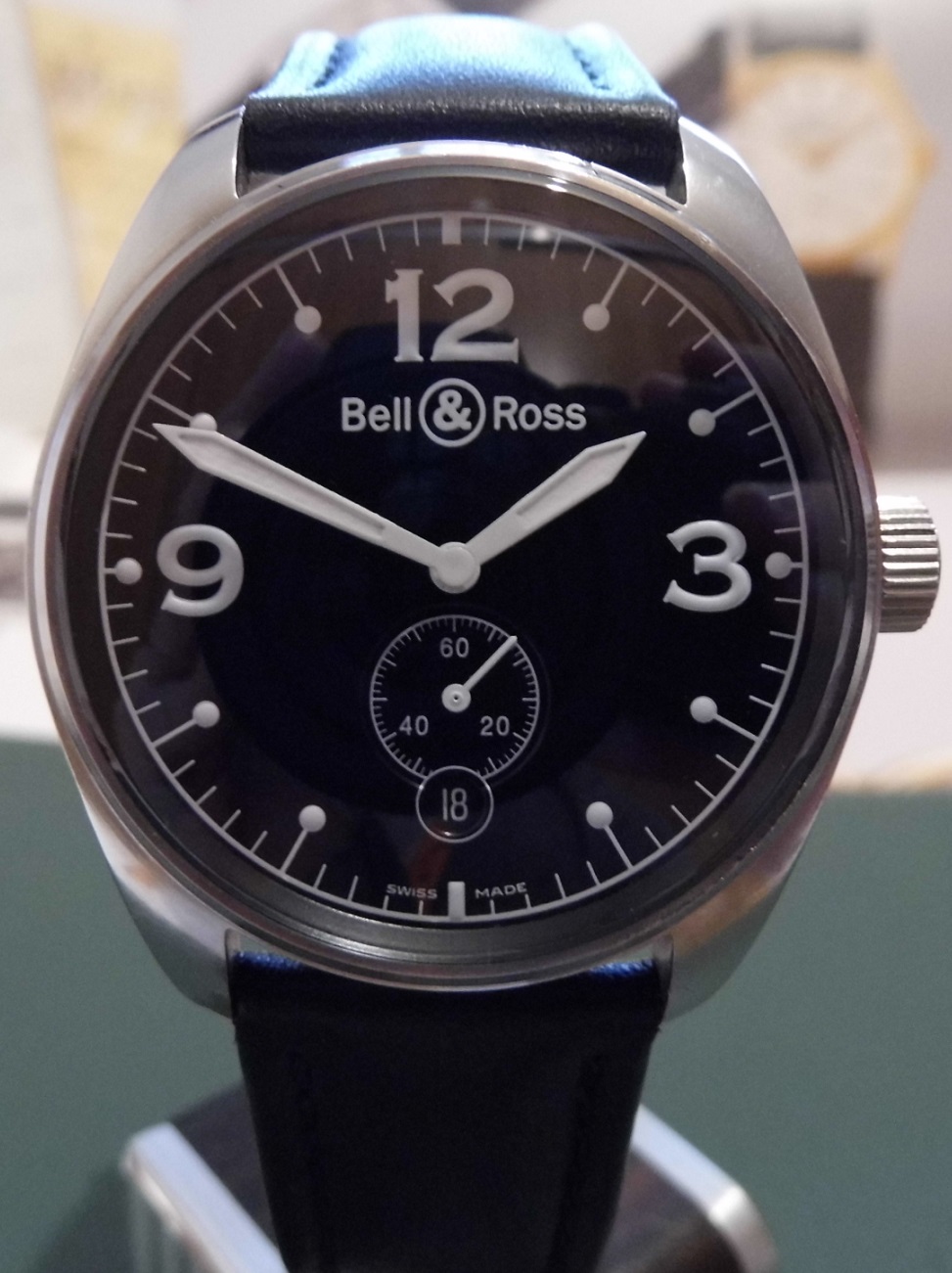 Bell & Ross Vintage 123, Black Dial, Leather Strap