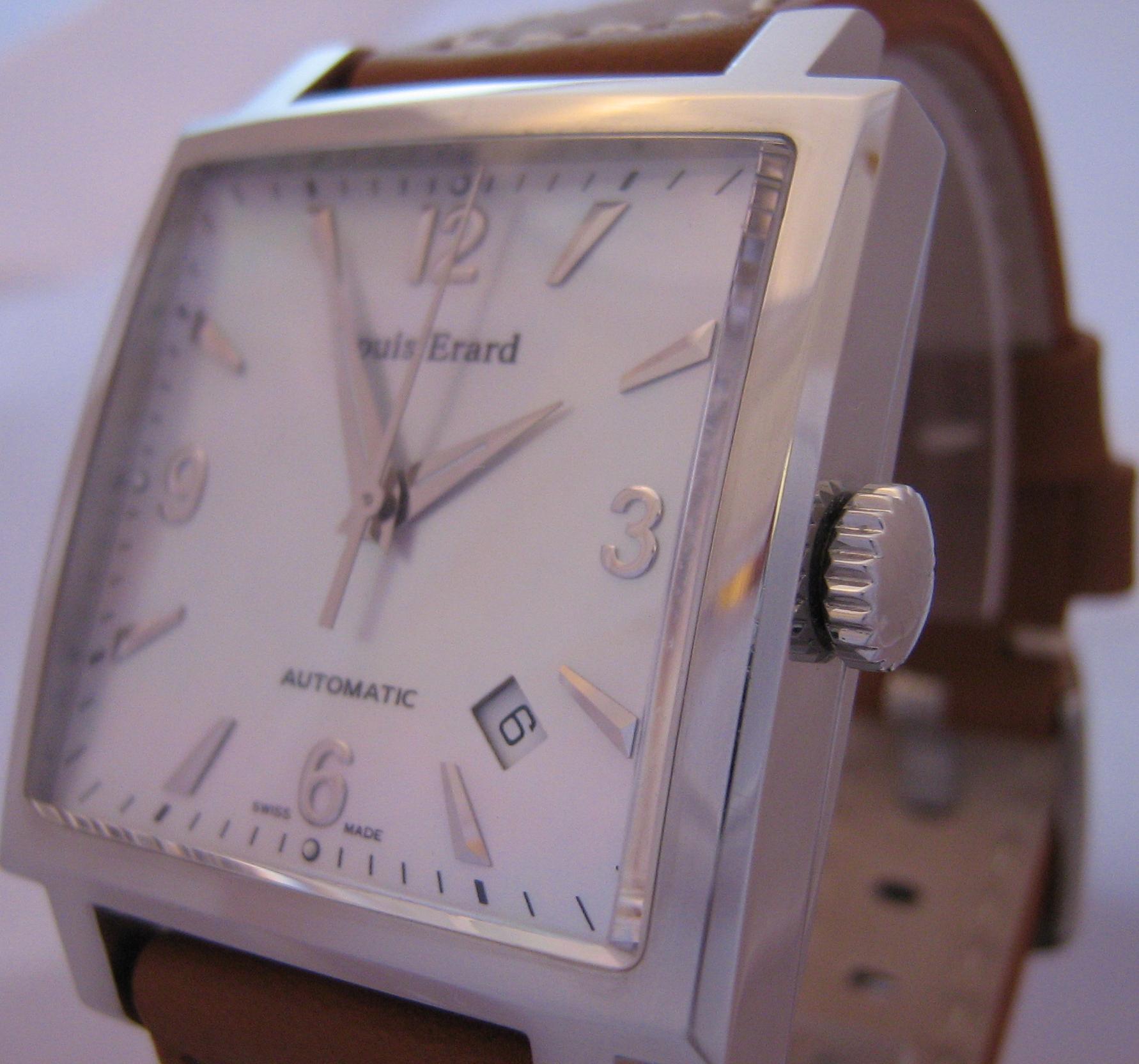 Louis Erard La Carree Automatic Watch, Mother Of Pearl Dial With Leather Strap 