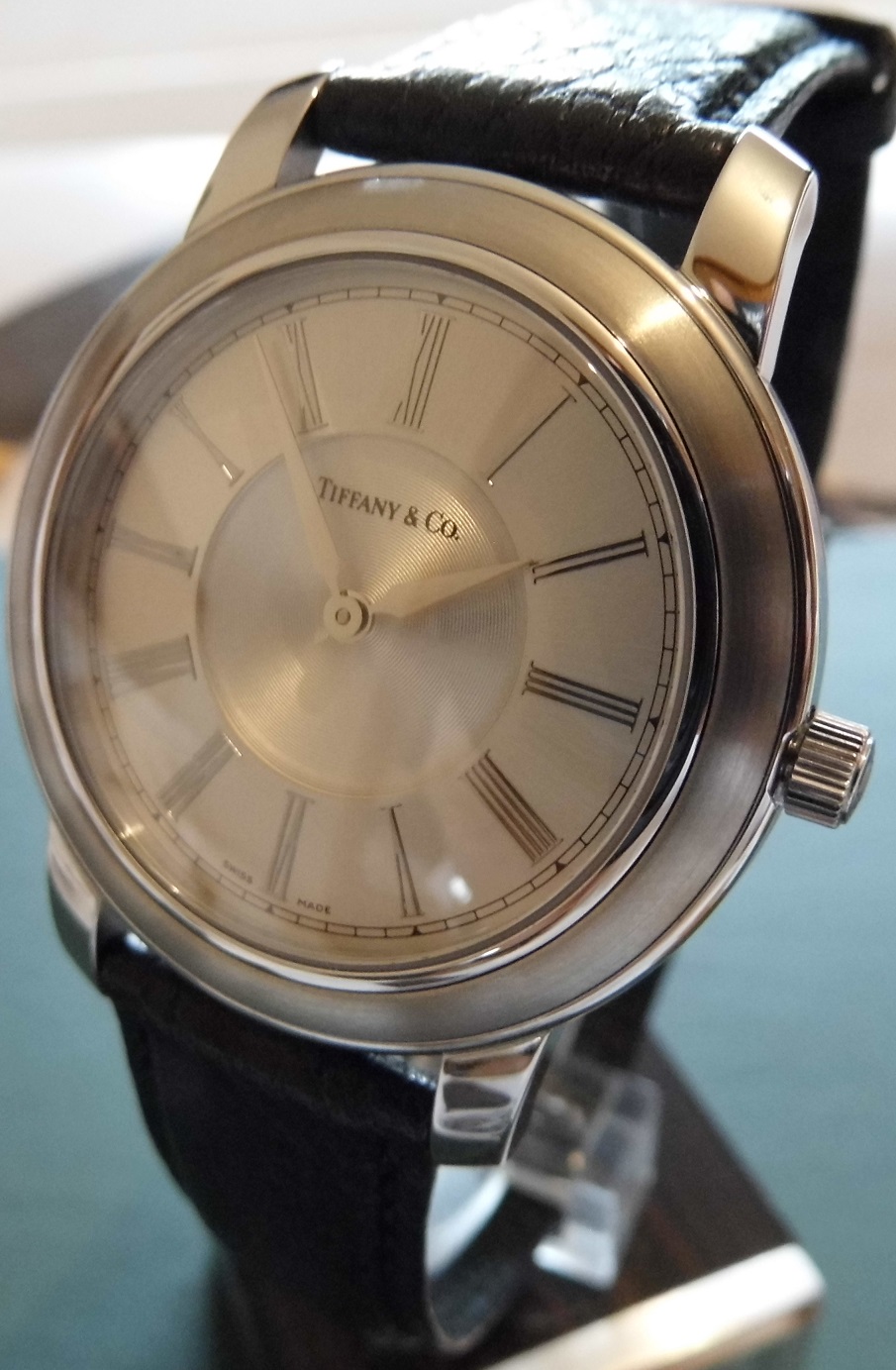 Tiffany Grand Resonator, Silver Dial, Black Leather Strap