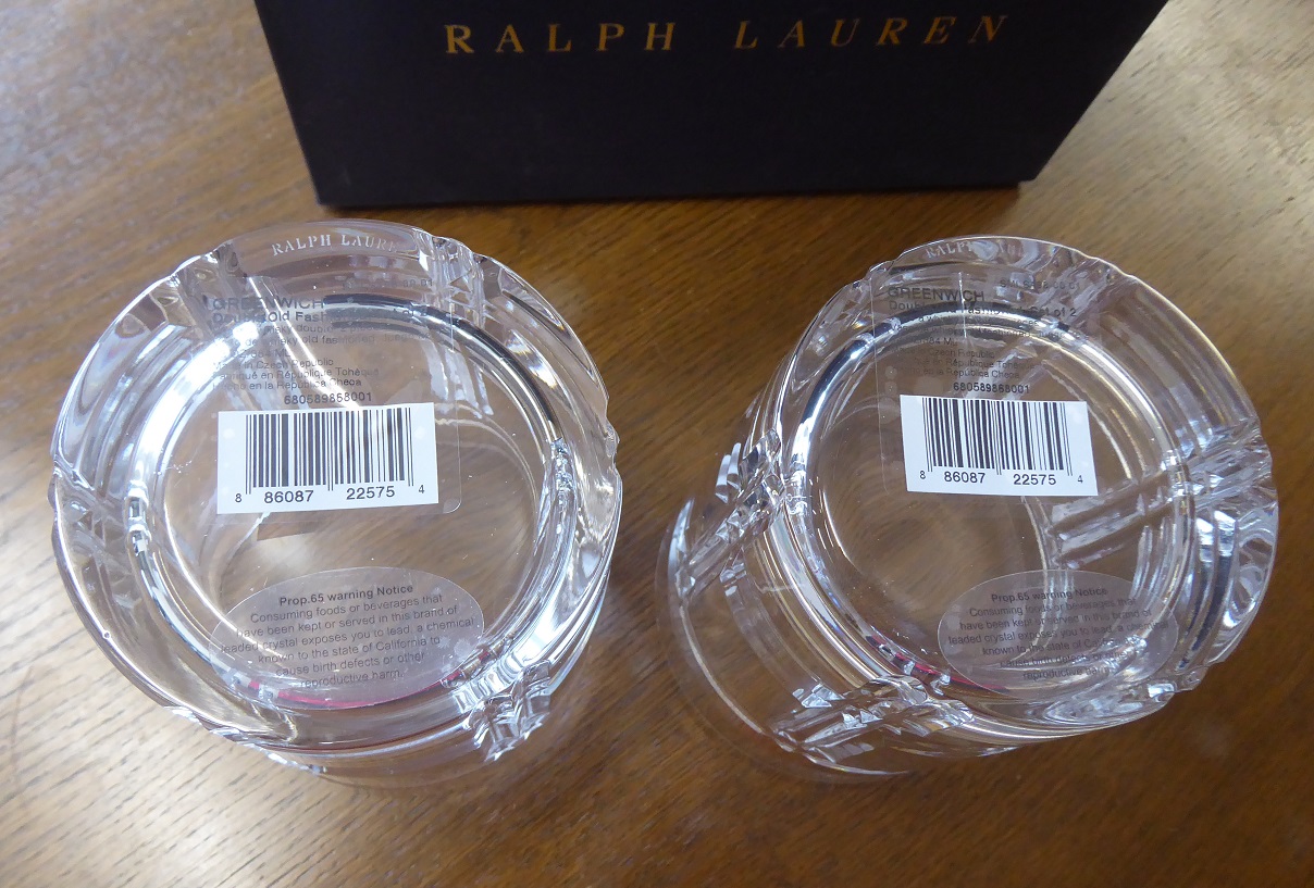Ralph Lauren Greenwich Double Old Fashioned Glass Tumblers