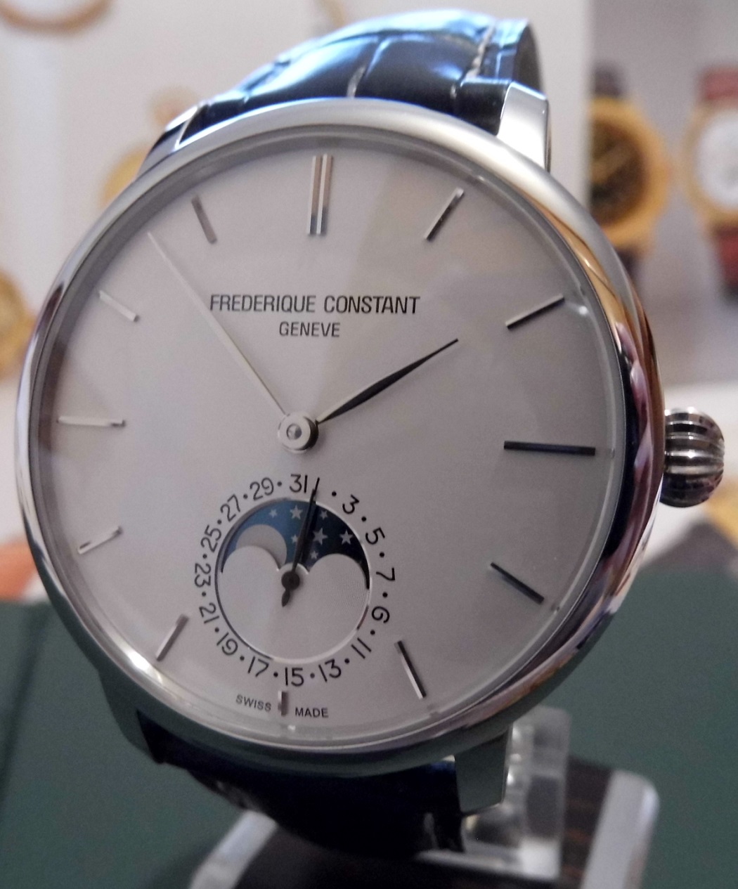 Frederique Constant Slimline Moonphase, White dial, strap & braclelet