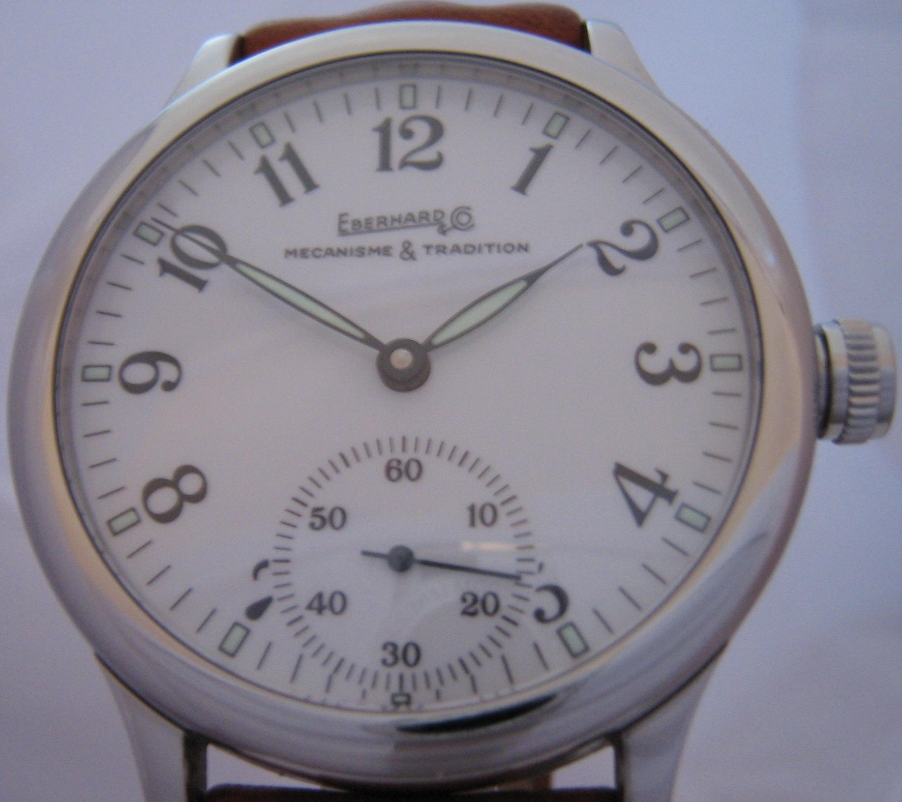 Eberhard & Co Traversetolo Hand Winding Watch, White Dial With Leather Strap