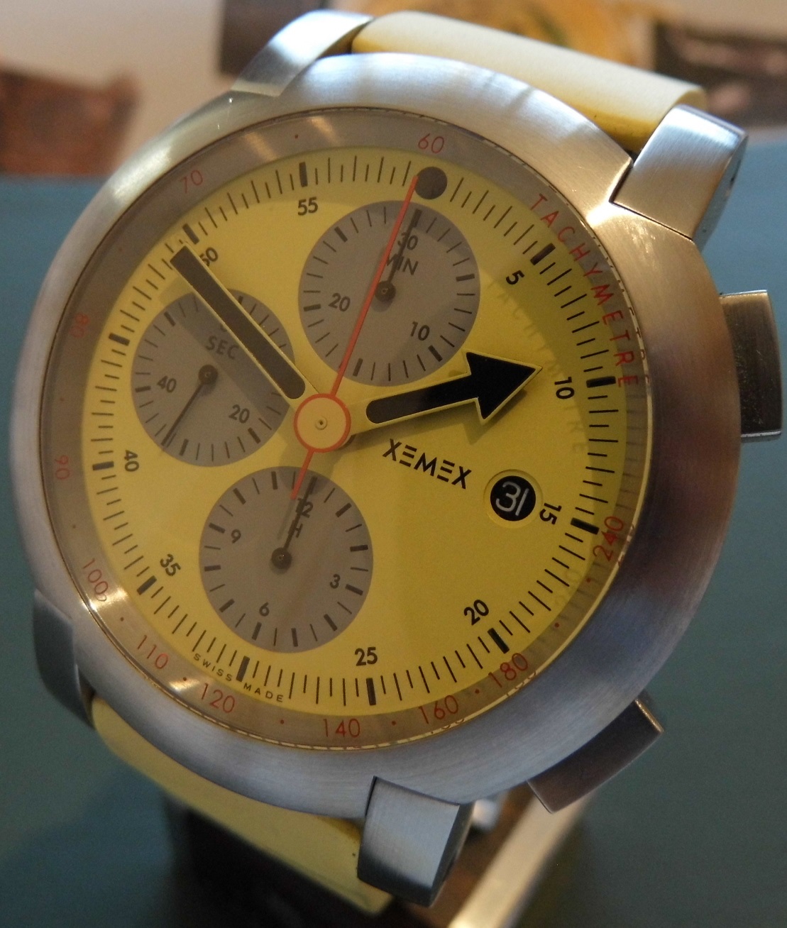 Xemex XE-5000 Sun Chronograph, Yellow Dial With Rubber Strap