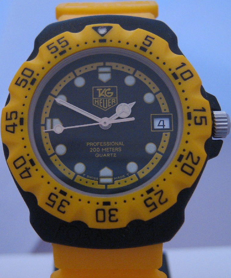 Vintage Tag Heuer F1, Black Dial With Yellow Strap