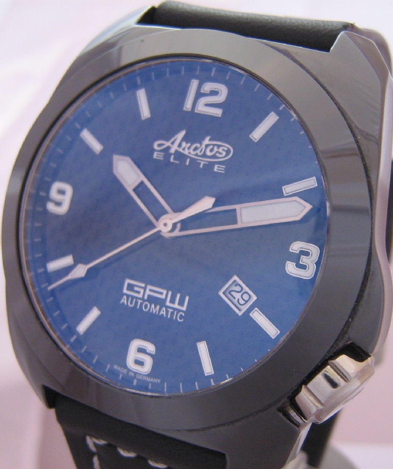 Arctos GPW K1 Ceramic Watch, Black Dial With Leather Strap