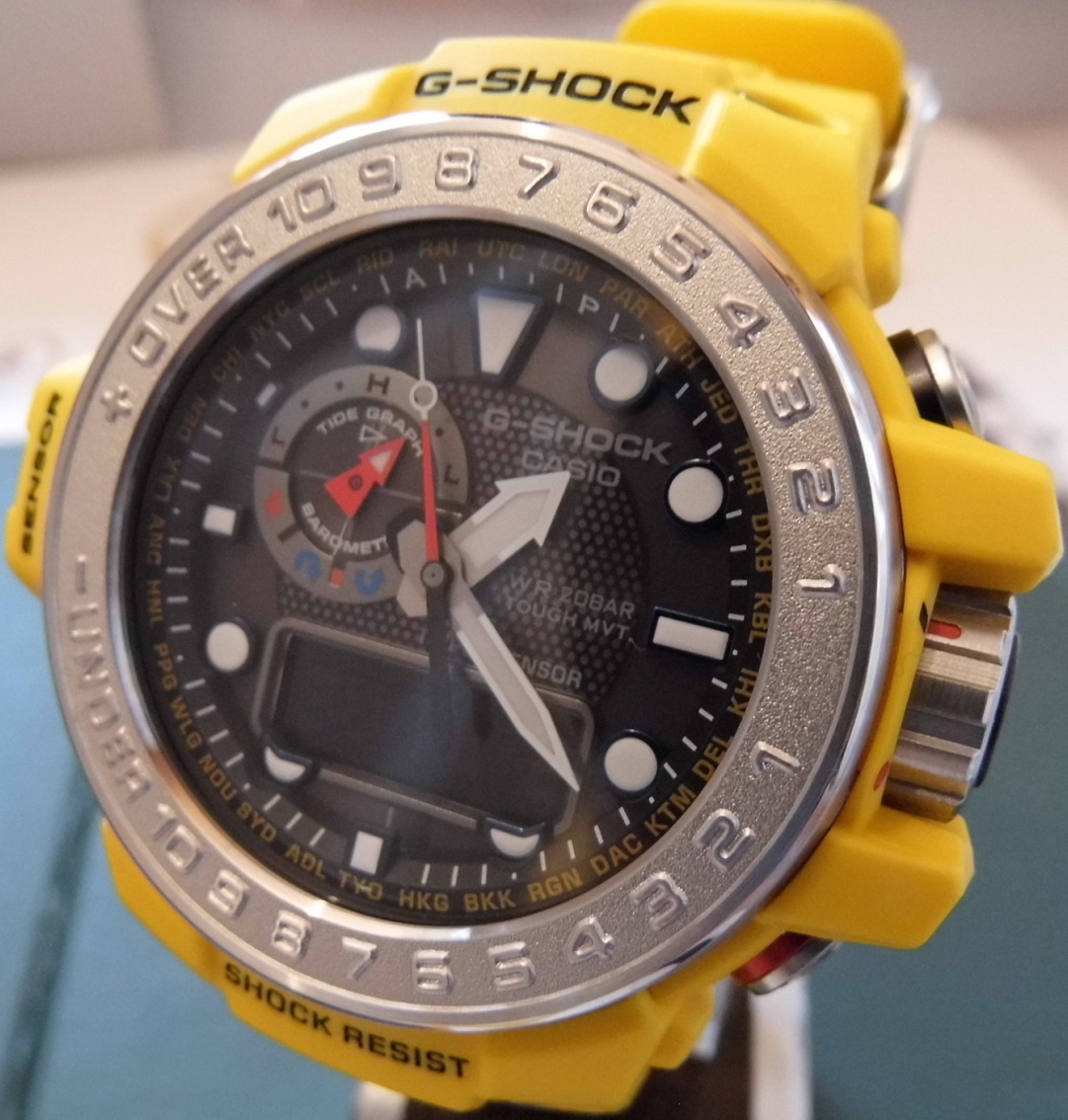 Casio G Shock Gulfmaster, Black Dial, Yellow Strap
