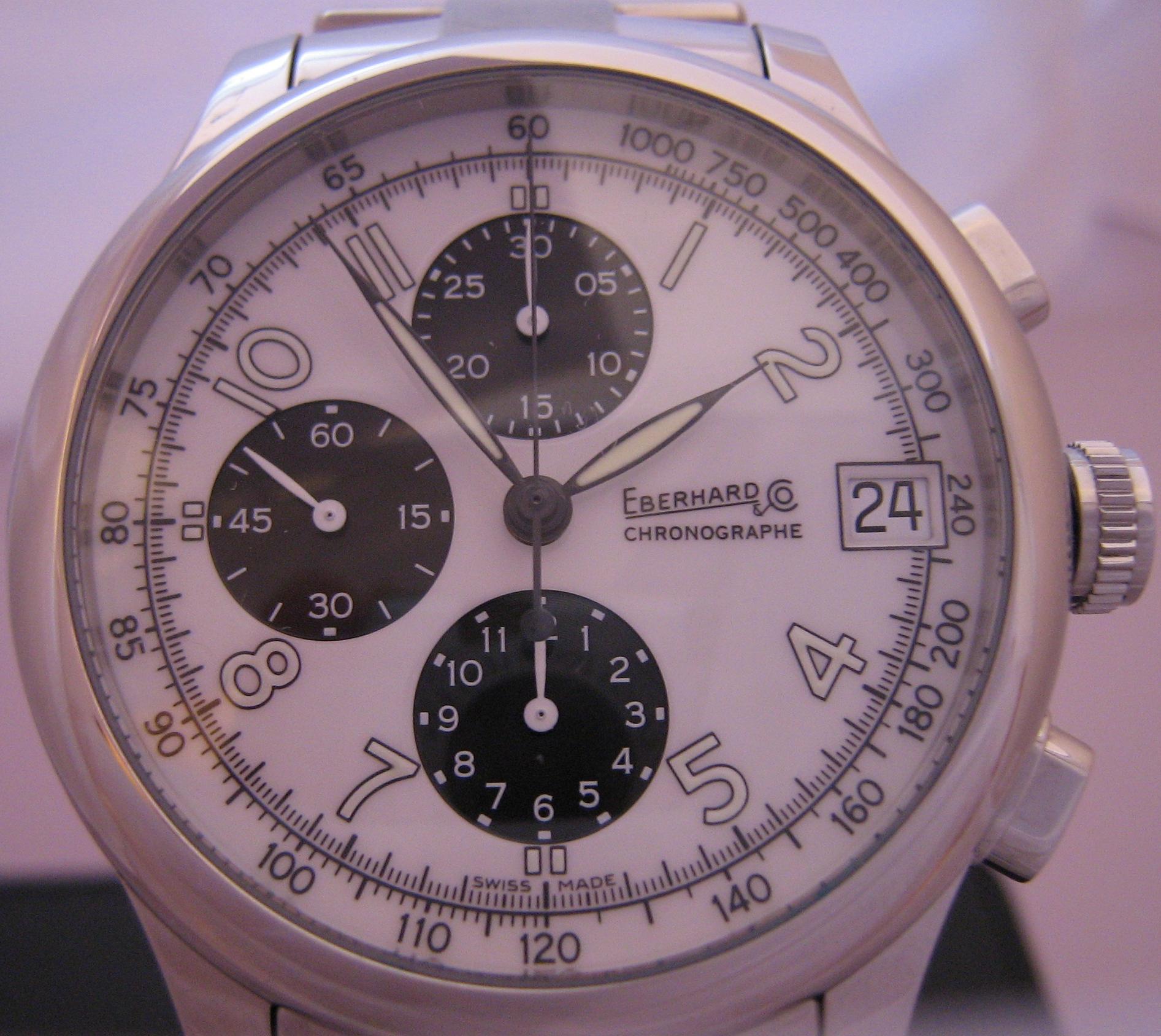 Eberhard & Co Traversetolo Chronograph, White Dial With Steel Bracelet