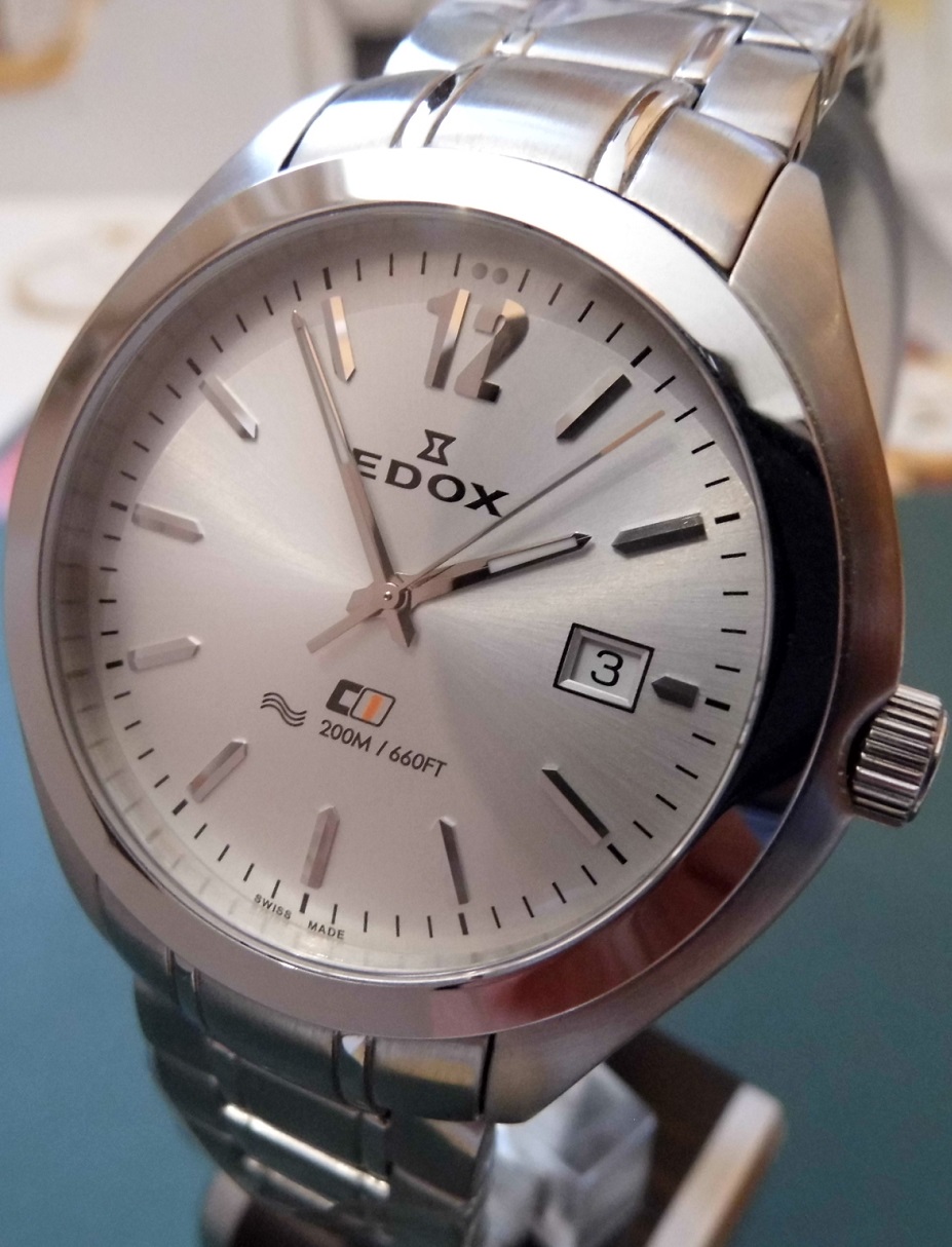 Edox C1 Quartz, Silver Dial, Bracelet