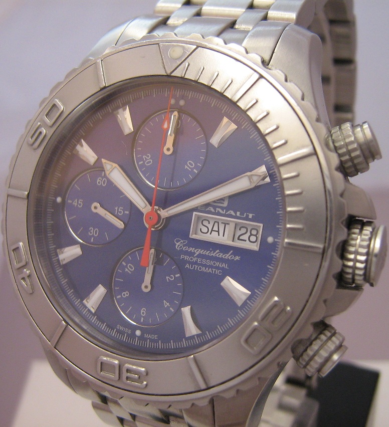 Oceanaut Conquistador Chronograph, Blue Dial, Stainless Steel Bracelet