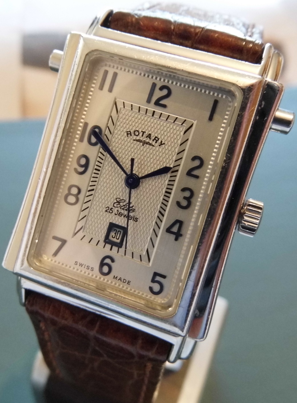 Rotary Elite Hinged Automatic, Silver Dial, Leather Strap