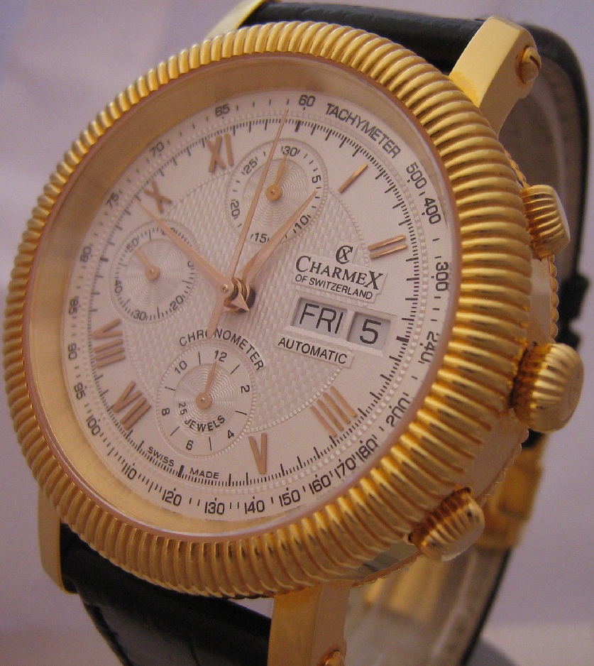 Charmex President Chronometer, Silver Dial With Leather Strap