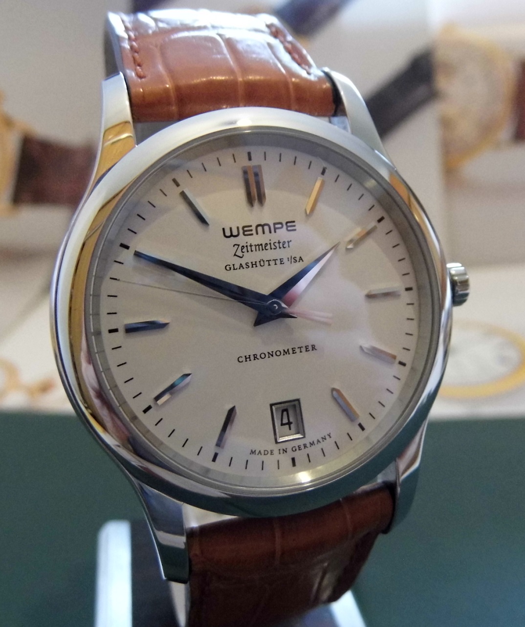 Wempe Zeitmeister Chronometer, White Dial, Leather Strap