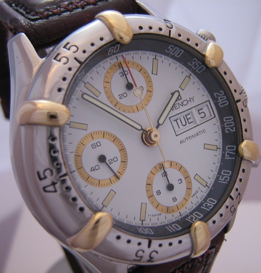 Givenchy  Newport Chronograph, White Dial With Leather Strap