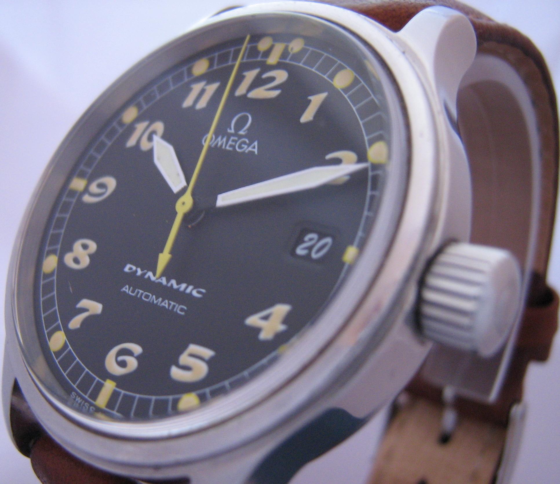 Omega Dynamic Automatic Watch, Black Dial With Brown Leather Strap
