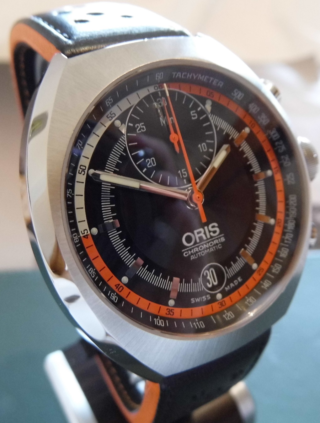 Oris Chronoris, Black Dial With Black Leather Strap