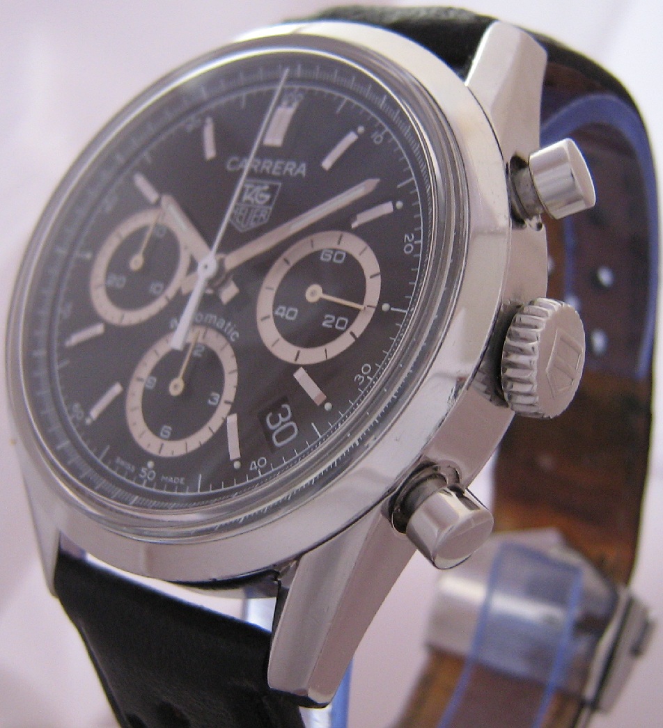 Tag Heuer Carrera Classic Chronograph, Black Dial, Leather Strap