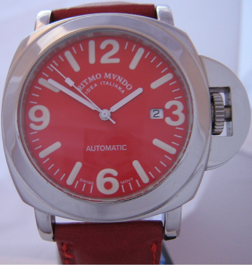 Ritmo Mvndo Ponte Automatic Watch, Red Dial, Red Strap