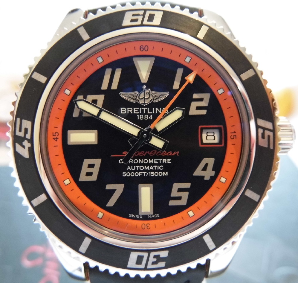 Breitling Superocean 42 Orange Ltd Edition, Black Dial, Leather Strap