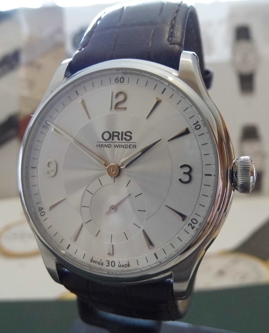 Oris Artelier Hand Winding, Silver Dial, Brown Leather Strap