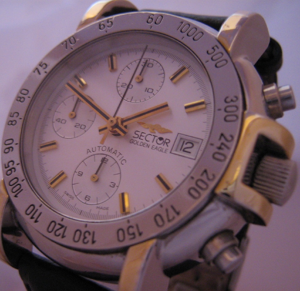 Sector Golden Eagle Chronograph, Silver Dial With Rubber Strap