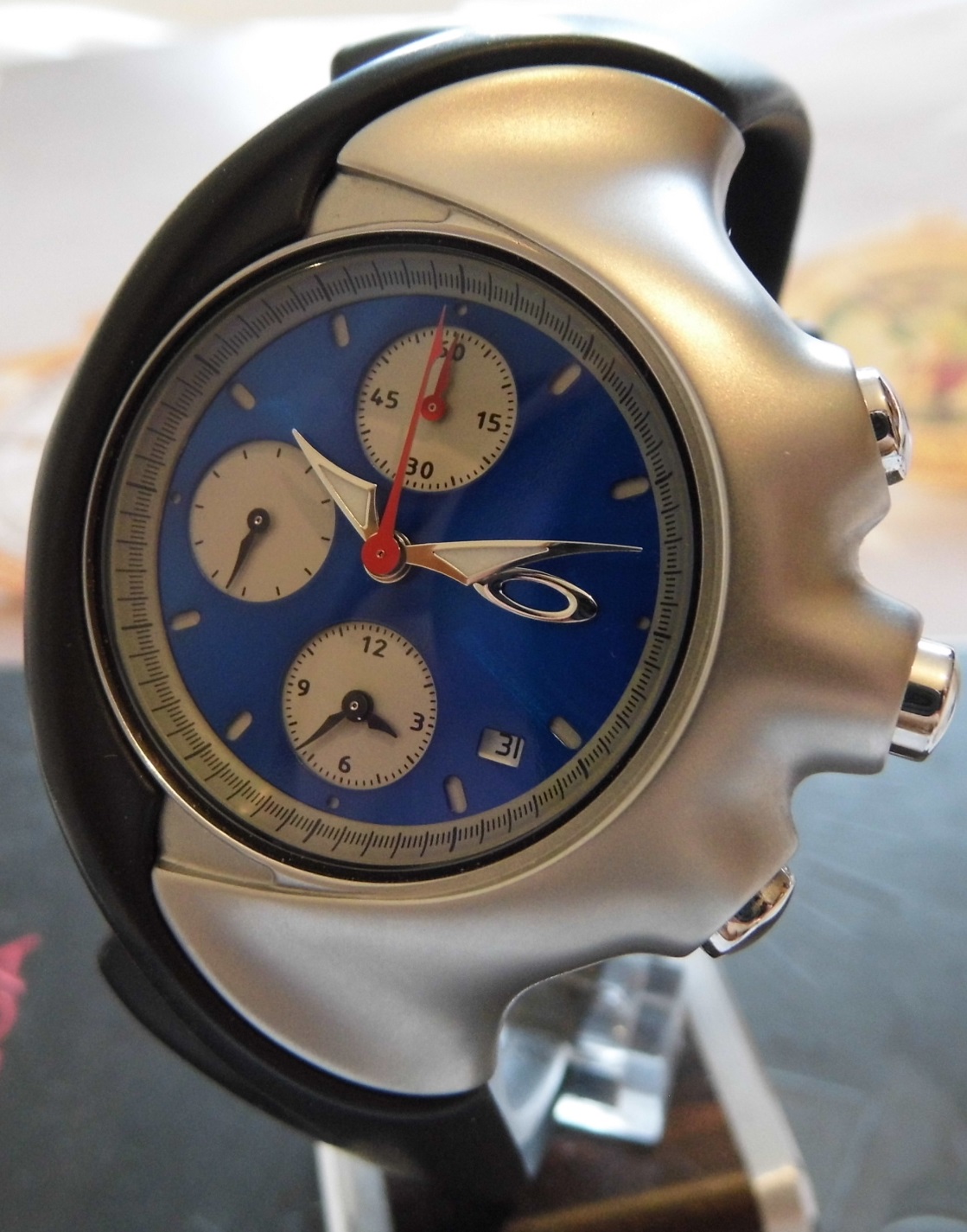 Oakley Detonator Chronograph, Blue Dial, Rubber Strap