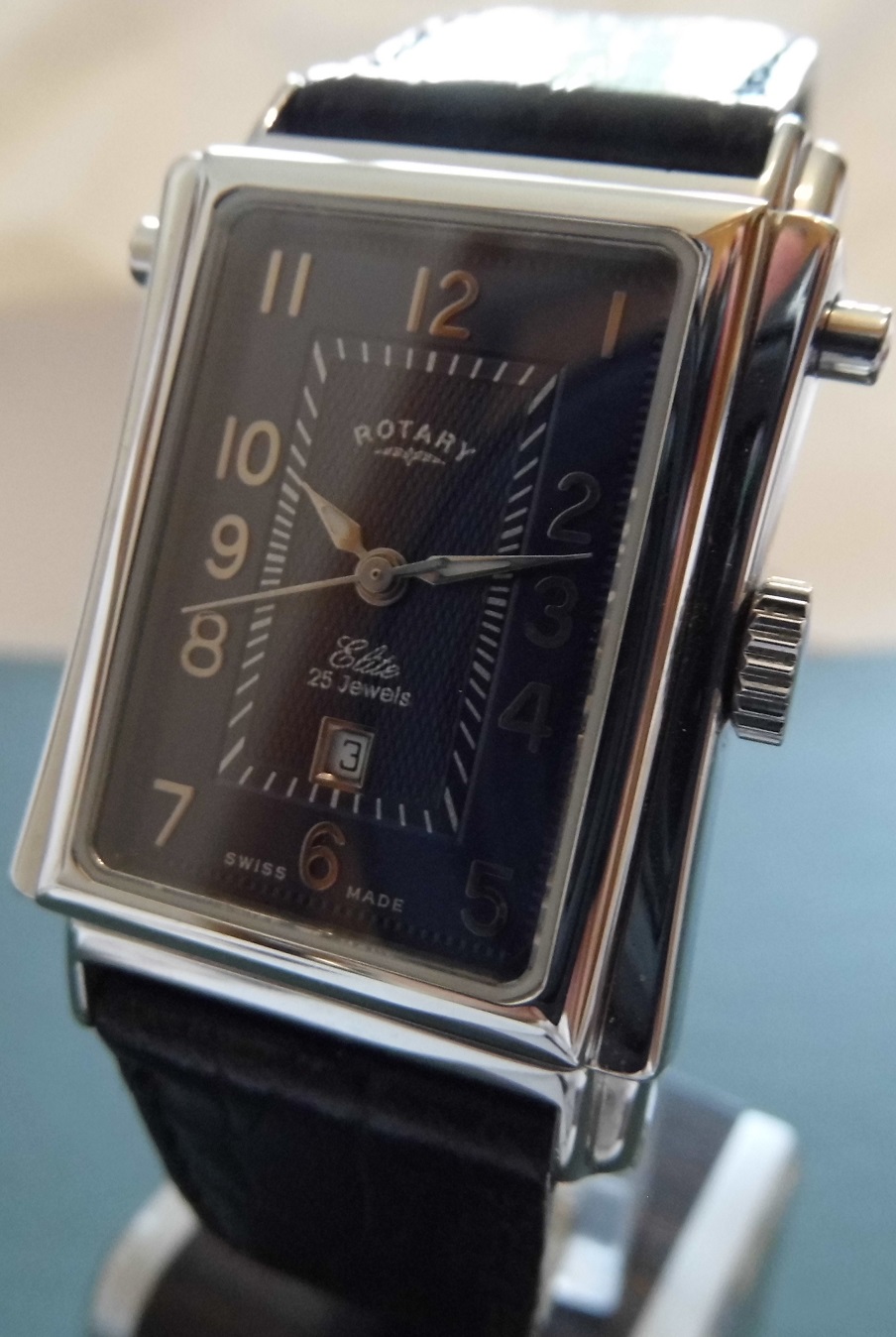 Rotary Elite Hinged Automatic, Blue Dial, Leather Strap